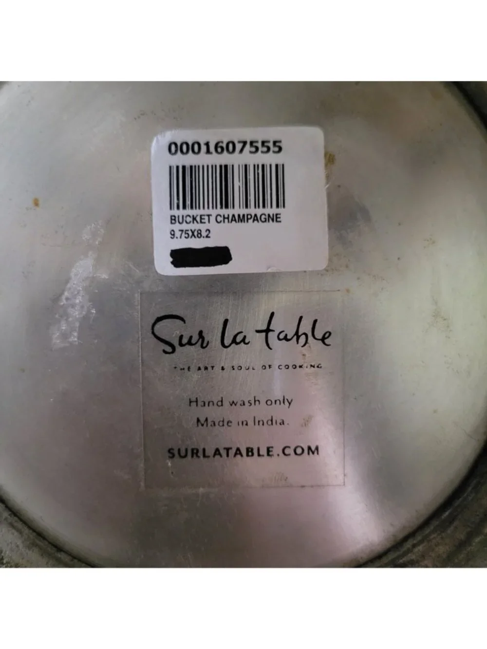 Sur La Table Champagne Bucket Weathered Silver-Toned Metal With Side Handles